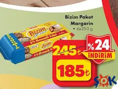 BİZİM PAKET MARGARİN 6X250 G fiyat ve kampanya bilgisi